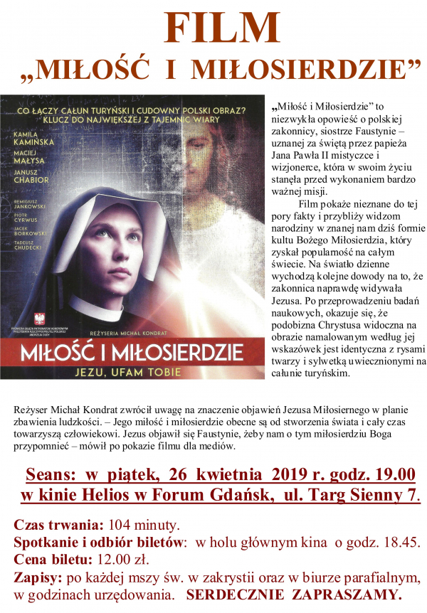 FILM  "MIŁOŚĆ  I  MIŁOSIERDZIE" 